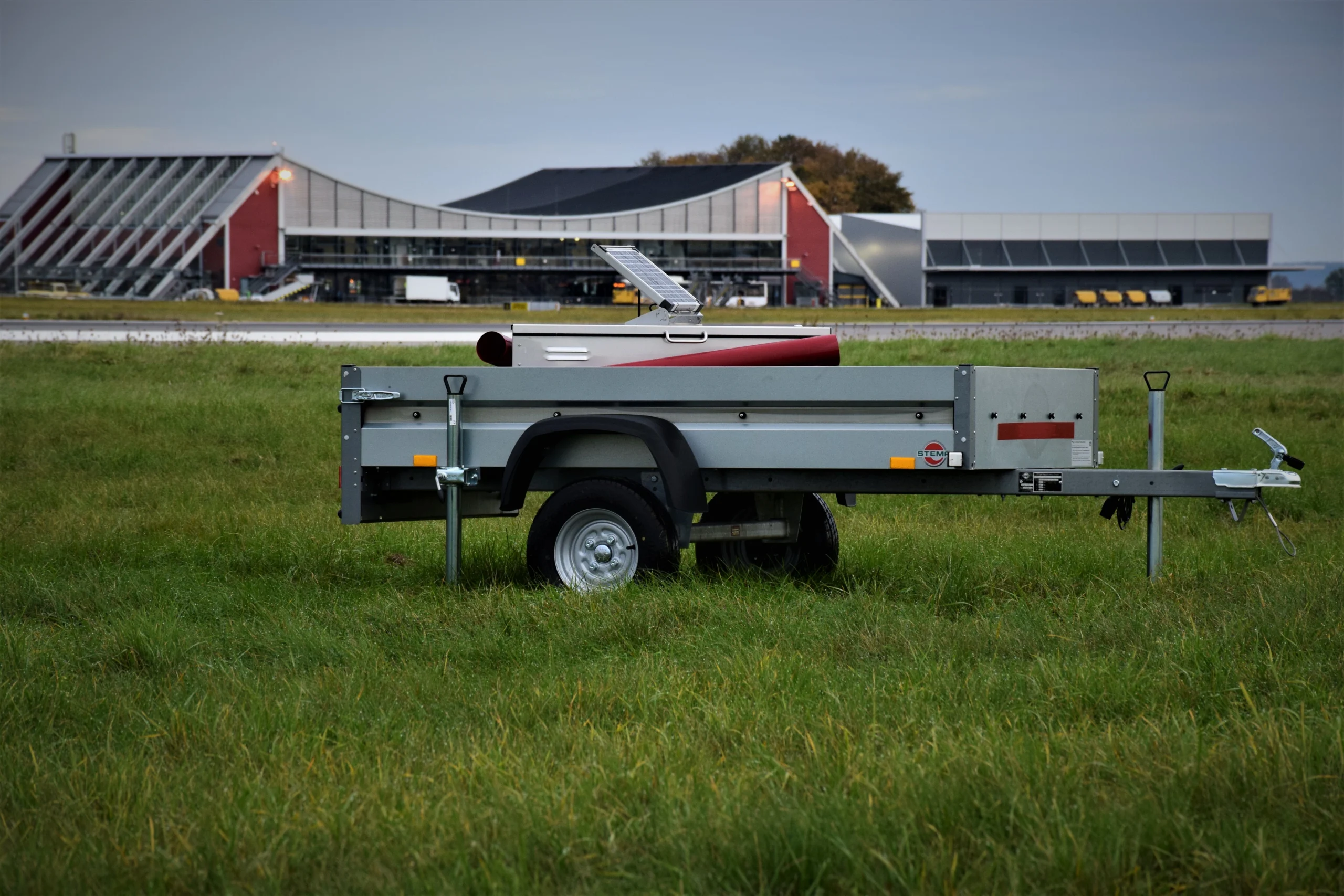 Bird Control with the Purivox TA-RC System mounted on a trailer at Memmingen Airport / Germany